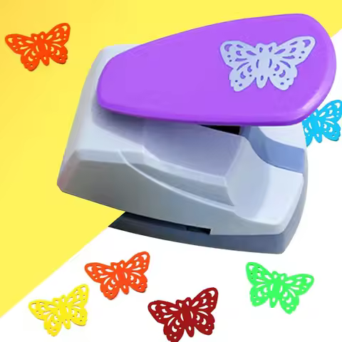 Butterfly hole punch, openwork pattern, 4.4-4.7 cm, large patterned hole punch, metal and plastic, s