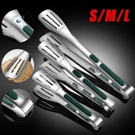 其他品牌 - [深綠色][小號] 不鏽鋼食品夾 韓國烤肉夾 燒烤夾 廚房三線牛排食物夾