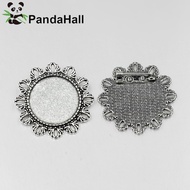 10pcs Vintage style Alloy Flower Brooch Cabochon Bezel Settings Cadmium Free & Lead Free Antique Sil