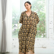 印度蓋染鑰匙領洋裝 / 巴里紗 芥黃花