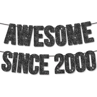 Pre-Strung Awesome Since 2000 Banner for 25th Birthday Party Decoration,Happy 25th Men Women Birthda