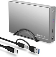 RSHTECH Upgraded Hard Drive Enclosure Aluminum USB C to SATA External Hard Drive Dock Case for 3.5" 