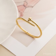 Clover nail plated with 18K gold and not fade titanium steel bracelet  for women Z3GX