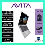 Avita Liber V14 R5 14'' FHD Laptop ( Ryzen 5 3500U/Intel I5-11357G, 8GB, 512GB SSD, ATI, W10 )