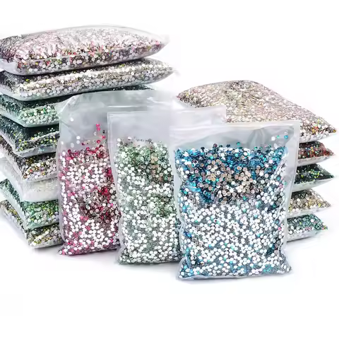 Wholessale in Bulk Silver&Jelly Bottom Glitter Grystal Non Hotfix Rhinestones Cтразы Flatback Strass