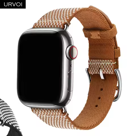 URVOI Toile H Single Tour Band for Apple Watch Series 11 10 9 8 7 SE 3 Checked canvas strap for iWat