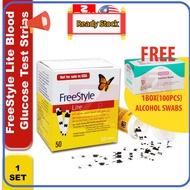 ⭐ ⭐READY STOCK⭐ ⭐ ☞Abbott Freestyle Lite Test Strips (50s) FREE Alcohol Swabs (100s)♞