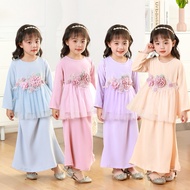 2-12y Baju Kurung Budak Perempuan Lace Raya Baju Raya 2024 Fesyen Peplum Budak Kanak-Kanak Perempuan