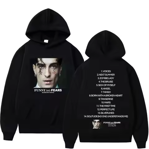 FUNNY Little FEARS Album 2026 Damiano David Double-sided Printed Sweatshirt Men Fashion Pullover Ove