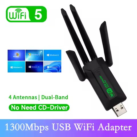 1300Mbps USB3.0 WiFi Adapter WiFi 5 Ethernet Network Card Dual Band 5G 2.4G USB WiFi Dongle for PC L