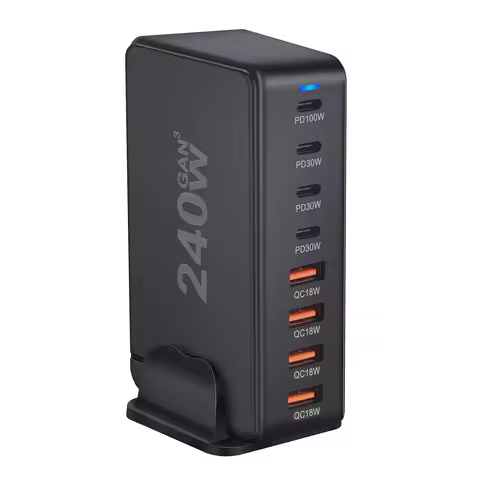 240W Desktop GaN Charger 8-port USB Type C PD Charger Fast Charge 3.0 USB Type C Fast Charger Mobile