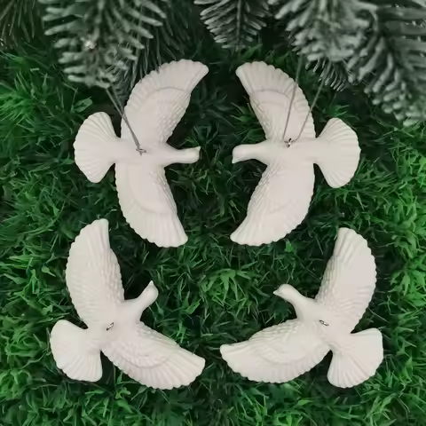 3-Pack Acrylic Decorative White Peace Dove Ornaments, Flying White Dove Wedding and Holiday Decorati