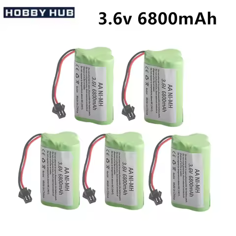 NiMH 3.6V 6800mAh Rechargeable Battery For RC Cars Robots Tank Gun Boats T Model With SM Plug AA 3.6