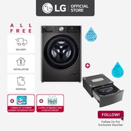 [Bulky] LG FV1411S2B 11KG, Front Load Washer, Black + LG Mini Washer TV2425NTWB 2.5kg Black Steel