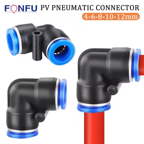 10pcs PV 4mm 6mm 8mm 10mm 12mm Tube 90 Degree Equal Union Elbow Air Pneumatic Push In Connector Quic