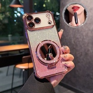 Fashion Mirror Bracket Phone Case For iPhone 17 Pro Max Air 17e 16 Pro Max 16 Plus 16e 11 Pro Max Xs