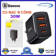 Củ sạc nhanh pd30w Baseus 3 cổng usb type c - cốc sạc cao cấp cho iphone 12 samsung....vv - vienthon