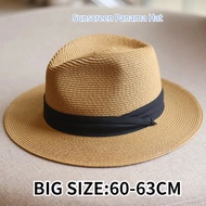 Fedora Hat Summer Classic Men Women Large Size 63cm Panama Hats Wide Brim Straw Hat Big Head