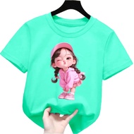 atasan kaos anak perempuan gambar cute girl kiss 1-12tahun lengan pendek k.208