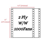 Premium Computer Form NCR Paper - 9.5" x 11" 2Ply NCR 1000Fans [W/W - W/Y - W/P]