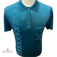 Montagut Men's Short-Sleeve Polo T-Shirt in Fil Lumiere With Pattern 100% Polyamide Made in Portugal