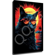 Generic Black Cat with Sunglasses Original Design Canvas Wall Art Poster Unique Modern Home Decorati