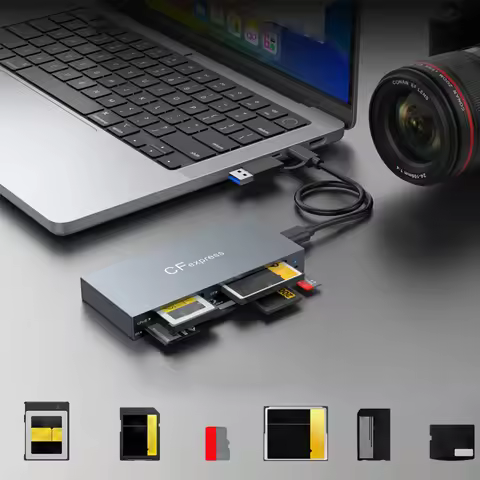 6 in 1 CFexpress Type B/CF/XD/MS/SD/TF Memory Card Reader 10Gbps CF Express B Card Reader with Cable