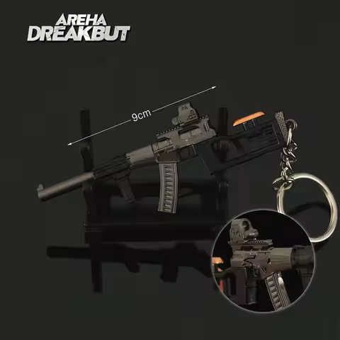 Mini Gun Keychains Game Arena Breakout 9cm/3.54inch VSS Marksman Rifle Weapon Model Metal Keyring Pe