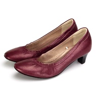 Pierre Cardin รองเท้าผู้หญิง รองเท้าส้นสูง รองเท้าส้นสูงทรง Pump นุ่มสบาย ผลิตจากหนังแท้ สีแดงเบอร์รี่ ไซส์ 36 37 38 39 40 รุ่น 24SD323