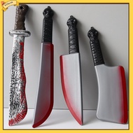 PPK_ Decorative Bloody Axe Realistic Looking Eco-friendly Plastic Halloween Bloody Fake Machetes Toy