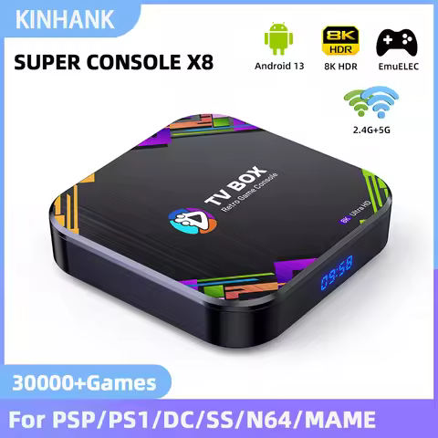 KINAHNK Super Console X8 Retro Video Game Console 30000 Video Games 4+32G for 60+Emulator PSP/PS1/DC