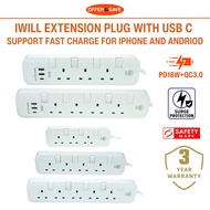IWILL Extension Plug Power Socket Extension Socket USB A+C Devices