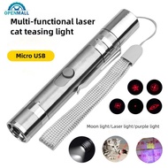 OPENMALL 3-in-1 Interactive USB Rechargeable Red Dot Laser Light Cat Toy Funny Cat Laser Sight Point