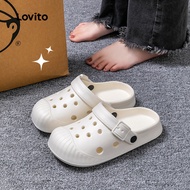 Lovito Casual Eyelets Flat Sandals for Women LFAS4018 Lovito Sandal Rata Bertali Wanita Kasual LFAS4
