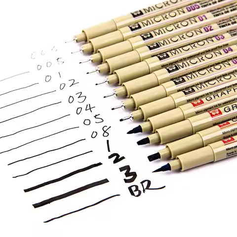 1/3PC Pigment Liner Pigma Pen Fine Line Sketching Markers Different Tip Black Fineliner StylographsD