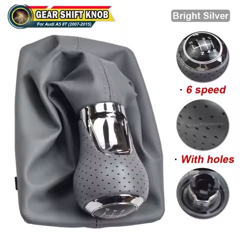 6 Speed Car Manual Gear Shift Knob PU Leather Boot Cover Gaiter Lever Shifter For Audi A4 S4 B8 8K/ 