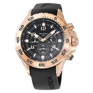 Nautica NST Chronograph Rose Gold Case Black Rubber Strap Men's Watch