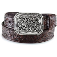 Women's Leather Rhinestones Belt ARIAT Embossed