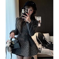 Chuan Chuan Chuan Double-Breasted New Style Retro Polka Dot Peter Pan Collar Dress For Wanita