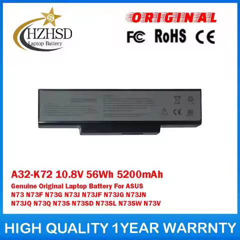 A32-K72 10.8V 56Wh 5200mAh Genuine Original Laptop Battery For ASUS N73 N73F N73G N73J N73JF N73JG N