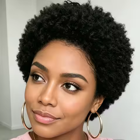 pixie cut human hair wig pixie wig machine made curly wig 6inch black color pixie cut short afro cur