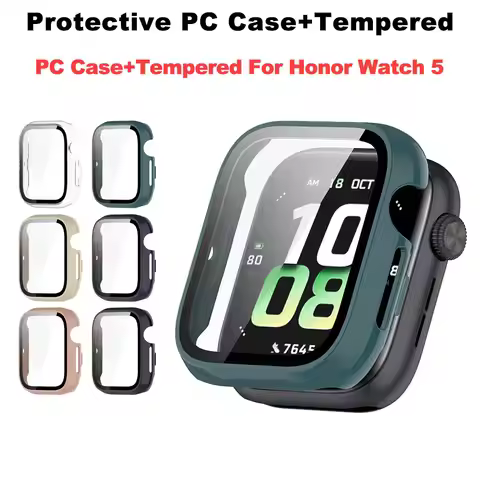 PC Watch Case with Tempered Glass For Honor Watch 5 Frame Anti-Fall Watch Screen Protector For Honor