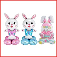 Easter Foil Balloons 3D 59 Inch Cute Bunny Toys 3-Piece Giant Rabbit Foil Balloons for Outdoor Indoo