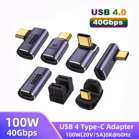 USB4.0 Type-C 90° Adapter - 40Gbps 100W 5A OTG Fast Charger for MacBook, 8K60Hz Data Transfer & Powe