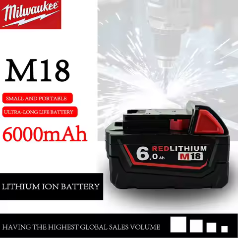 Milwaukee m18 battery, bateria lifepo4 M18B6, 6000mAh lithium battery XC48-11-1860 Original milwauke