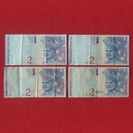 Malaysia 2 Ringgit Banknotes 4pcs Lot Set