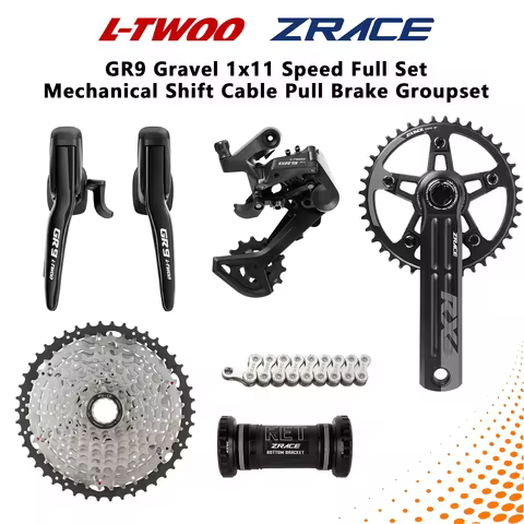 LTWOO GR9 Gravel CX Bike 1x11S Mechanical Groupset with ZRACE Cassette Crankset Chain BB Cable Pull 