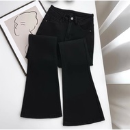 Black flared jeans for women with high elasticity and good elasticity