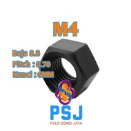 M4 x 0.70 Steel Hex Nut 8.8 Black Steel Hex Nut/