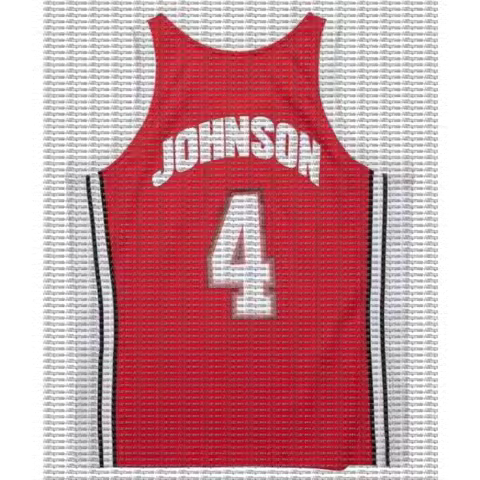 Red JOHNSON No. 4 Basketball Vest, White and Black Side Striped Sleeveless Sports Jersey